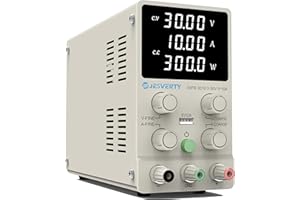 Labornetzteil, Jesverty Labornetzteil DC Regelbar Netzgerät(30 V, 10A) mit hochpräzisem 4-stelligem LED-Display, 5 V/2 A USB-Port-Testleitungsausgang, grobe und feine Einstellungen