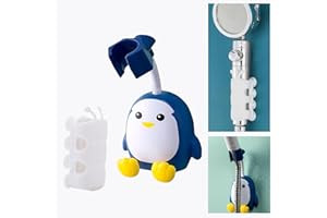 MIUPOO Duschhalterung ohne Bohren Silikon Saugnapf Handbrause Halterung Duschstabhalter Duschkopfhalter Wandhalterung Pinguin Cartoon Duschhalterung, 360° Verstellbar,2 Stücke