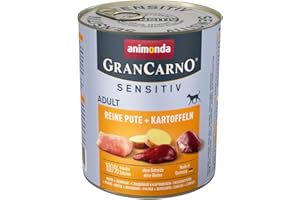 Nourriture pour chien GranCarno Sensitiv Adult d’animonda, nourriture humide pour chien adulte, pur dinde + pomme de terre, 6 x 800 g