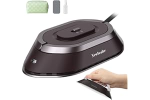 Newbealer Ferro da Stiro da Viaggio, Ferro da Viaggio Mini Portatile Leggera Compatto senza Vapore, Stirare i Vestiti, Tensione Universale 100-240V, Marrone