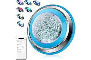 CXhome Instale Directamente 54W 12V Luces Sumergibles Piscina Luz LED Impermeable 234 RGB LED Chips Bluetooth APP Control Montado en La Pared Iluminacion Piscina IP68 Impermeable 32 Efectos de Luz