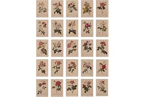 ZPPLD Cartes Postales Rétro, Cartes Postales Vintage (24 cartes) avec Beau langage floral imprimé sur Papier Kraft, amour, amitié, vie, cartes de vœux motivantes