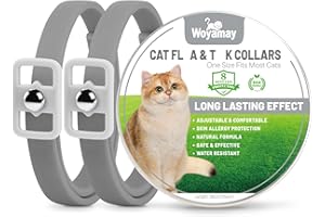 WOYAMAY 2 Collier Anti Puces Chat Imperméable - Anti Puce Chat Conçu pour Protéger des Infestations De Puces Et Assurer Le Confort, Gris