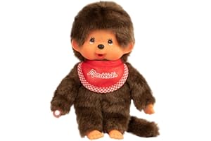 Monchhichi Bandai peluche - Maschietto bavaglino rosso 20 cm - 25501