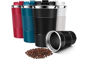 Hongtellor Mug Isotherme Cafe 510ml, Café Étirhe Mug de Voyage pour Café Chaud et Froid, Lait et Thé(Noir)