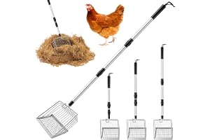 3-i-1 justerbart hönshus tillbehör, kycklingskyffel skärmspade, kycklingrengöringsverktyg, sand kycklingströ spade, tillbehör