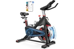 ‎MERACH MERACH Heimtrainer Fahrrad mit Magnetischem Widerstand, Leises Hometrainer Fahrrad mit Stoßdämpfender Luftkissensattel, Indoor Cycling Bike mit LED-Monitor, Eigener App, für Kardiotraining zu Hause
