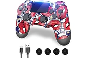 Roseason Compatible with Play4/Slim/Pro, Replacement for Play4 Controller, Controller per PS4, Joystick per Pa4 con Batteria da 1000 mAh, Sei Assi, Vibrazione, Pannello Touch (Red)