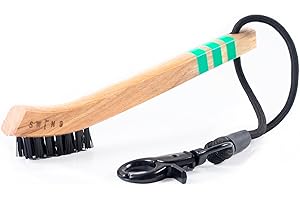 Green Swing Cepillo de golf Hickory | Limpiador de ranuras de cepillo de golf de madera | Clip a bolsa de golf | Gran regalo de golf