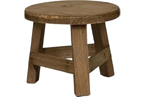 Tadoiooy Växtpall, 18 x 15 cm rund träpall, rustik dekorativ liten träpall för inomhus bonsai suckulentkruka, hem, trädgård, uteplats