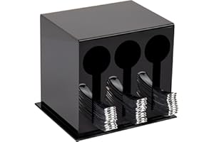 Mind Reader Dispensador de 3 utensilios, 24 unidades. Capacidad por compartimento, almacenamiento de cubiertos, organizador de encimera, cocina y sala de descanso, 5.75 pulgadas de largo x 7 pulgadas