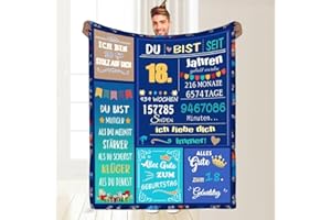 PJLJC Geschenk 18. Geburtstag Junge, 18.Personalisierte Nachricht Geburtstag Geschenke Decke, 18 Geburtstag Junge - Spaßgeschenk Geschenk, Flauschige Kuscheldecke 150 * 220cm