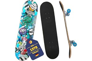 ‎BEST SPORTING BEST SPORTING Skateboard A3 Kid Octopus – Skateboard 78 cm für Kinder mit rutschfestem Deck – 7-lagiges Ahornholz & Alu-Achse – ABEC 3 Kugellager – für Mädchen & Jungen ab 7 Jahre