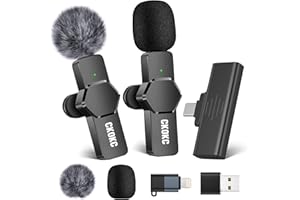 CKOKC Wireless Lavalier Microfono per iPhone - Fotocamera Android Computer, Mini Microfono per Streaming Live, Registrazione Video, Interviste Esterne o Interne, YouTube, TikTok, Vlog
