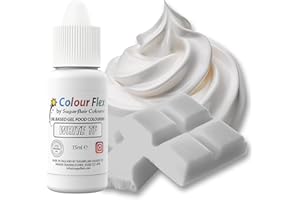 SUGARFLAIR COLOURS Sugarflair Colourflex White, Colorante Alimentario a Base de Aceite, Colorante para Crema de Mantequilla, Ganache, Chocolate, Pasta de Modelar, Pasta de Azúcar y Crema - 15 ml