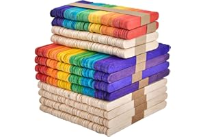 BUYGOO 600PCS Mixed Coloured Lollipop Sticks for Crafts Wood Craft Sticks Colourful Popsicle Sticks Wood Lolly Craft Sticks Ice Cream Wooden Lollypop, Giant Lollipop Sticks 4.5inch Mini Lolly Sticks 2.5inch