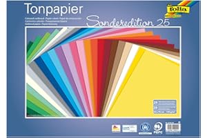 folia 67/25 99 – Carta Colorata assortita, ca. 50 x 70 cm, 130 g/m², 25 Fogli Assortiti in 25 Colori, per Fai da Te e Creare Biglietti, Immagini per finestre e Scrapbooking