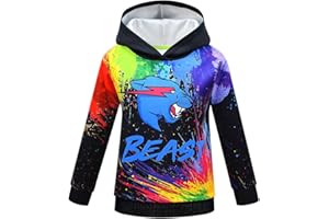 DELANHON Boys Girls Youtuber Gamer Merch Hoodies 3D Cool Hoody Funny Pullover Sweatshirts Long Sleeve Hooded Jumpers 4-13 Years