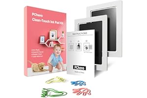 PChero Kit de Tampon Encreur pour Empreinte de Pieds et Mains Bébé Parfait pour Cadeau de Bébé de Souvenir de Famille [2pcs,Grand]