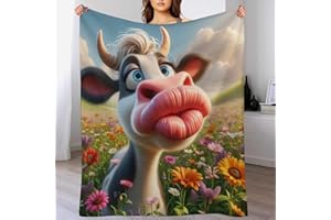 PAZZK Süße Kuh Decke, Flauschige Wohndecke,Weich Warm Flannel Vier Jahreszeiten Fleecedecke Sofadecke Bettdecke Wohnzimmer Couch Wohndecke（140×180cm）