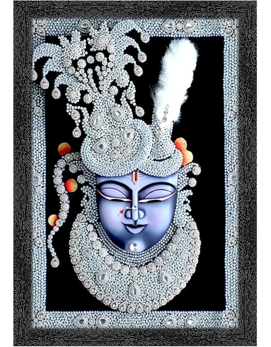 Mukund Arts Acrylic Glass Wood ShreeNathji Mukharbind Hand Gold  