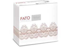 Fato - Servilletas de Papel Secas, Airlaid, Efecto Textil, Paquete de 50 Servilletas, Tamaño 40x40 dobladas en 4, Patrón Bombay Cappuccino