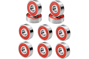 NIDONE Rodamientos patinetas rodamientos de Bolas con Doble protección 608RS- ABEC-7 Piezas DE REEMPLAZO Red 10 UNIDS