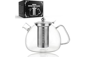 LIBWYS Teekanne 1500ml aus Hitzebeständigem Borosilikatglas Glas mit Abnehmbarem Siebeinsatz, Einfache Reinigung, Geeignet zum Aufbrühen von Tee, Blumentee, Kräutertee und Teebeuteln