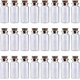 Store2508 24Pcs 10ml Glass Bottles Cork Stoppers DIY Decoration Mini Glass Vials Cork Message Glass Bottle Vial Cork, Small Glass Bottles Jars Corks for Wedding Party Favors