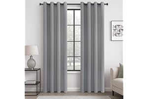 MRTREES Grey Blackout Eyelet Curtains 84 Drop, Thermal Curtains for Bedroom Living Room, 2 Panels 66x84 Inch 168x214 CM Light Grey