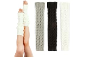 JETOP Getry damskie białe czarne szare 3 pary getry dziewczęce taniec ocieplacze na nogi białe damskie do tańca klasycznego nóg rozgrzewki zimowe