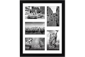 Americanflat 11x14 Picture Frame in Black - Five 6x4 Photo Frame Openings with Shatter Resistant Glass - Multi Aperture Collage Frame with Horizontal and Vertical Format for Wall