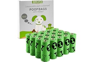OIRLVCE Dog Poo Bags 300 Counts 20 Rolls Dog Poop Bags Rolls, Biodegradable Extra Thick Strong Leak Proof Dog Waste Bags, Green
