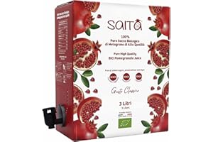 Saita Succo di Melograno 100% Puro Biologico, Succo di Frutta Senza Zuccheri Aggiunti, Vitamina C Naturale, Vegan Superfood Detox, Bag in Box 3 l, Classico, Made in Italy
