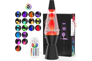 Soarling Lampe a Lave à 17 Couleurs Changeantes, 14,5" Lampe Chevet avec Télécommande, Lampes à Mouvement Liquide pour Enfant et Adulte, Lampe Ambiance Décoratif pour Noël, Anniversaire, Fête, Noir