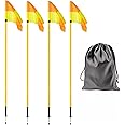 Nbguigdstr 5FT Soccer Corner Flags for Soccer Field Set of 4,Soccer Flags Agility Poles Soccer Training Poles,Spring Loaded Adjustable Speed and Agility Training Equipment With Storage Bag