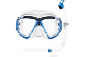CRESSI Big Eyes + Seal Dry Combo Clear/Azure - Ensemble Combiné pour Adultes Masque Big Eyes et Tuba Innovant Seal Dry, Idéal pour la Plongée et Le Snorkeling, Transparent/Azur, Taille Unique