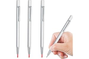 QttvbTna 3 PCS Tungsten Carbide Tip Scriber, Metal Scribe Pen Tool with Clip Glass Scriber Pen, Portable Scriber Etching Pen Tool General Tools for Marking on Glass Metal Sheet Ceramics