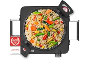 TZS First Austria Plaque de Cuisson avec poignées, Infrarouge Vitrocéramique, 1500W, Plaque Électrique avec Foyer de 22cm de Diamètre, 5 Niveaux de Température, Table de cuisson, le camping