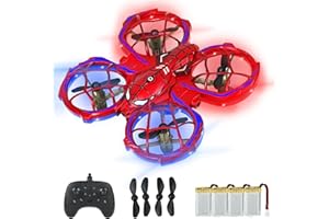 HERMORRYSS Mini Drone pour Enfants, 2.4 GHz avec Télécommande, Drone RC avec Lumière et Flip À 360°, Mode Sans Tête, Évitement D'obstacles, Spider RC Quadricoptère pour Enfants et Débutants