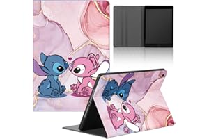 STRADVNALY Cartoon Stitch Tablet Coque pour Samsung Galaxy Tab A9 Plus/A9+ 11,0"(SM-X210/SM-X215/SM-X216),Kawaii Anime Modèle PU Cuir Flip Housse Support Étui de Protection TPU Coque de Noir Tablet Case,08