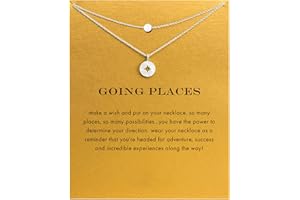 ZYAWP Layered Compass Pendant Necklace with Brave Inspirational Message Card Necklaces Friendship Sun Good Luck Adventure Mountain Pendant Chain Necklace for Women Girl Gift