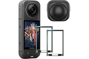 AMAZEAR Displayschutz Schutzfolie Film und linsenkappe für Insta360 X5/X4, Kamera Zubehör für Insta 360 X5/X4 Displayschutz, Härtegrad 9H kratzfest X5 zubehör, Anti-Fingerprint-Bubbles.