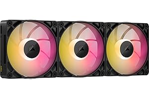 ‎CORSAIR CORSAIR iCUE LINK RX120 MAX RGB 120mm PWM Dicker Lüfters mit iCUE LINK System Hub – Hochstatischer Druck – Magnetisches Kuppellager – Dreierpack – Schwarz
