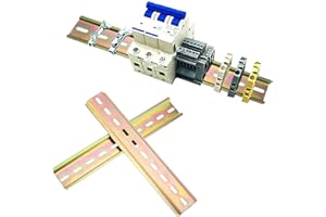 JPGhaha DIN Rail Slotted 35mm Width 200mm Long C45 Slotted Design Steel Rail with Screws for DIN Rail Terminal Series Contactor Distribution Cabinet 4Pcs