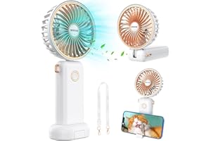 INFUN Mini Ventilatore Portatile, USB a Battera Multiuso, Ricaricabile Pieghevole, Potente, Silenzioso per Ufficio Tavolo Viaggi All'aperto