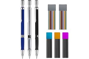 KHDULQ Paquete 8 Portaminas, Portaminas Novedosos, Papeleria Bonita, 3 Portaminas 2mm Viene con 2 Cajas de Recambios Negros y 3 Cajas de Recambios de Colores para Escribir Dibujar Bocetos