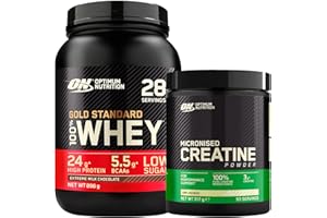 Optimum Nutrition Gold Standard 100% Whey Proteine in Polvere e Aminoacidi Cioccolato al Latte 896g 28 Porzioni + Micronised Creatine Monohydrate Performance Non Aromatizzata 317g 93 Porzioni
