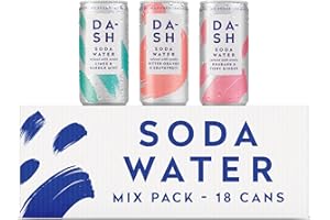 Dash Water Lot de 18 boîtes de 200 ml d'eau soude fabriquée pour mélanger les variétés de variétés – Sans sucre, sans édulcorant, sans calories – Eau de soude infusion aux fruits Wonky