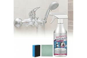 Qublex 2026 New Bathroom Descaler Foam Spray Large 300ml Bottle – Powerful Limescale Remover & Bathroom Cleaner Spray for Home, Shower, Sink & Glass, with Sponge and Cloth for Easy Cleaning